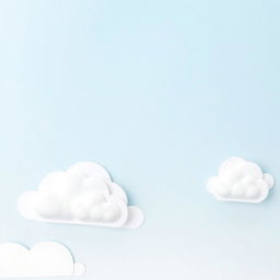 A cardboard cutout of a clear sky with fluffy white clouds, giving a whimsical and artistic feel.