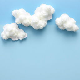 A cardboard cutout of a clear sky with fluffy white clouds, giving a whimsical and artistic feel.