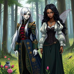 The book cover shows two women standing in a magical forest