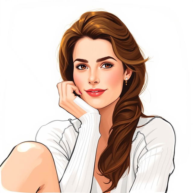 A detailed illustration of Brooke Shields wearing white socks