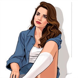 A detailed illustration of Brooke Shields wearing white socks