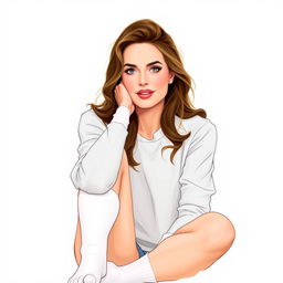 A detailed illustration of Brooke Shields wearing white socks