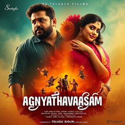 Create a promotional poster for 'Agnyathavaasam,' a Telugu short film