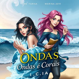 Book cover for the fantasy romance adventure novel titled 'Ondas e Corais' by Jady