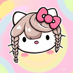 A cute illustration of Hello Kitty with her hair styled in braids