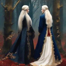 The book cover shows TWO women standing back to back in the middle of a magical forest