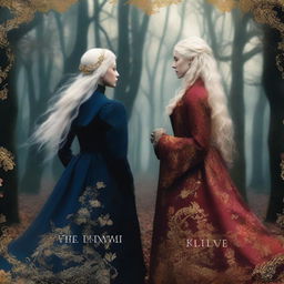 The book cover shows TWO women standing back to back in the middle of a magical forest