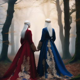 The book cover shows TWO women standing back to back in the middle of a magical forest