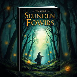 Create a captivating book cover with an enchanting forest background, a mysterious figure in a cloak, and magical elements like glowing runes and floating orbs