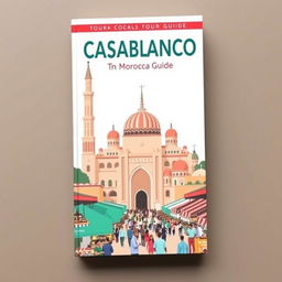 A visually appealing tour guide cover for visitors to Casablanca, Morocco