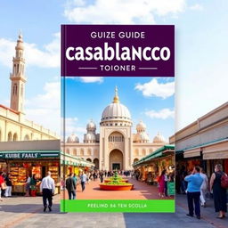 A visually appealing tour guide cover for visitors to Casablanca, Morocco