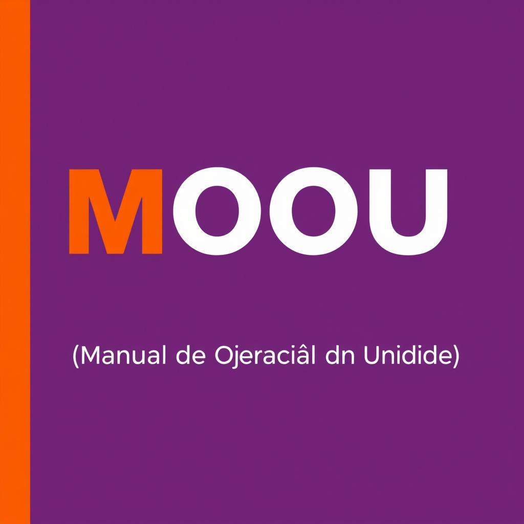 Create a minimalist cover featuring the text 'MOU' prominently in Bebas Neue Haas Display Bold font, with '(Manual de Operação de Unidade)' written below it in Bebas Neue Haas Display Thin font