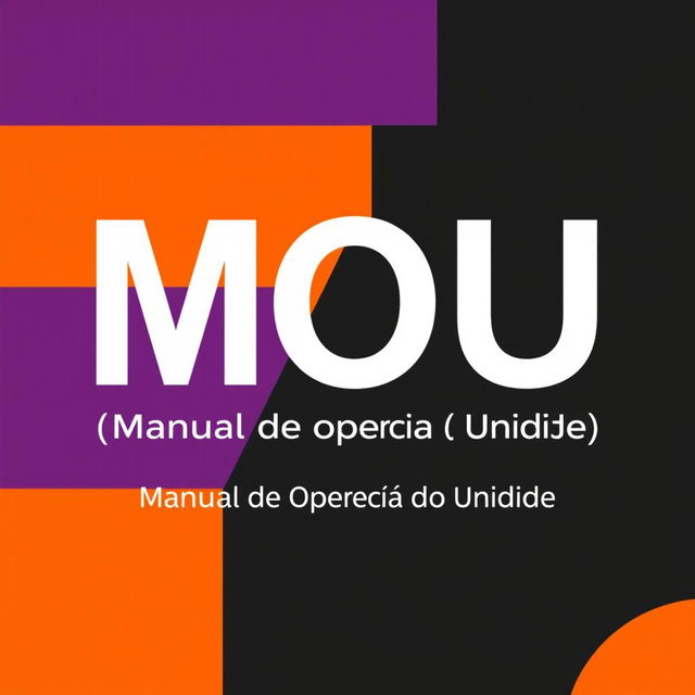 Create a minimalist cover featuring the text 'MOU' prominently in Bebas Neue Haas Display Bold font, with '(Manual de Operação de Unidade)' written below it in Bebas Neue Haas Display Thin font