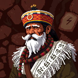 Create a character called 'El Tío de la Mina' from Bolivian history in a pixel art style