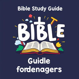 Create an A4-sized cover for a Bible study guide for teenagers in a cartoon style