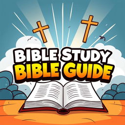 Create an A4-sized cover for a Bible study guide for teenagers in a cartoon style