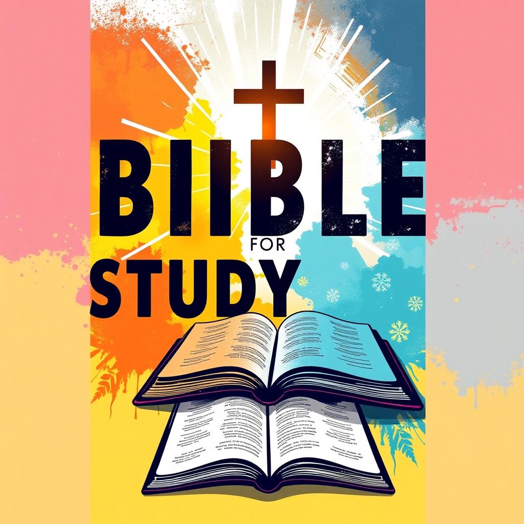 Create an A4-sized cover for a Bible study guide for teenagers in a realistic style