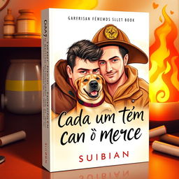 A book cover for a gay romance novel titled 'Cada um Tem o Cão Que Merece' by Suibian