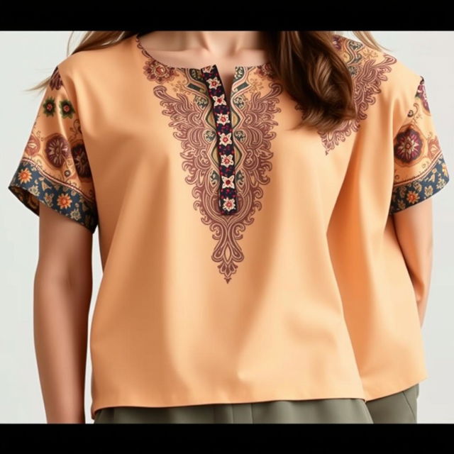 A stylish combination of batik and plain clothing