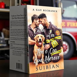 A book cover for a gay romance novel titled 'Cada um Tem o Cão Que Merece' by Suibian