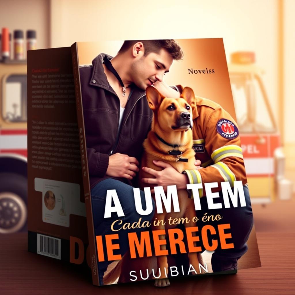 A book cover for a gay romance novel titled 'Cada um Tem o Cão Que Merece' by Suibian