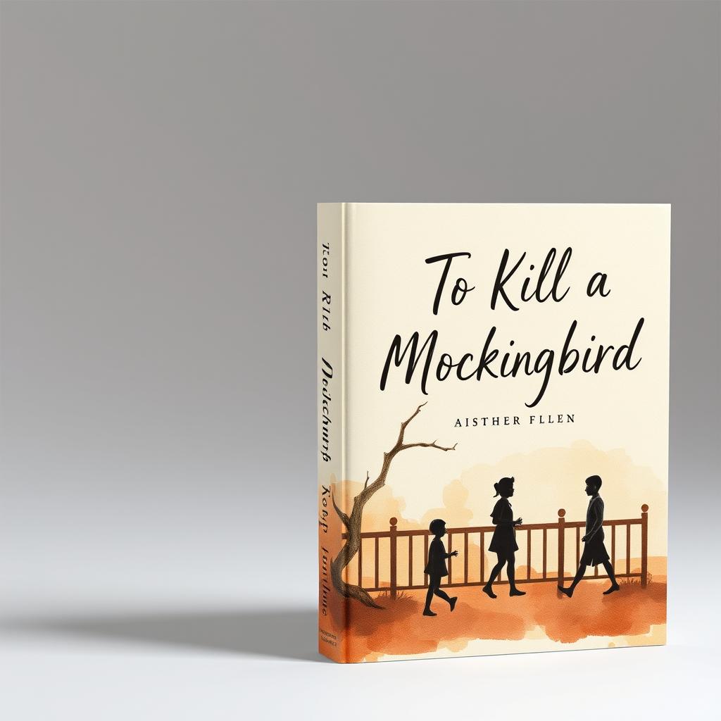 Design a book cover for 'To Kill a Mockingbird' using soft and muted colors like pastels or sepia tones to evoke nostalgia