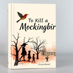 Design a book cover for 'To Kill a Mockingbird' using soft and muted colors like pastels or sepia tones to evoke nostalgia