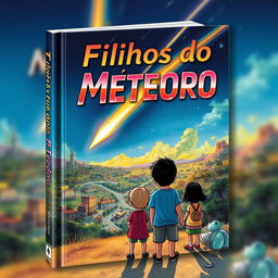 A book cover titled 'Filhos do Meteoro'