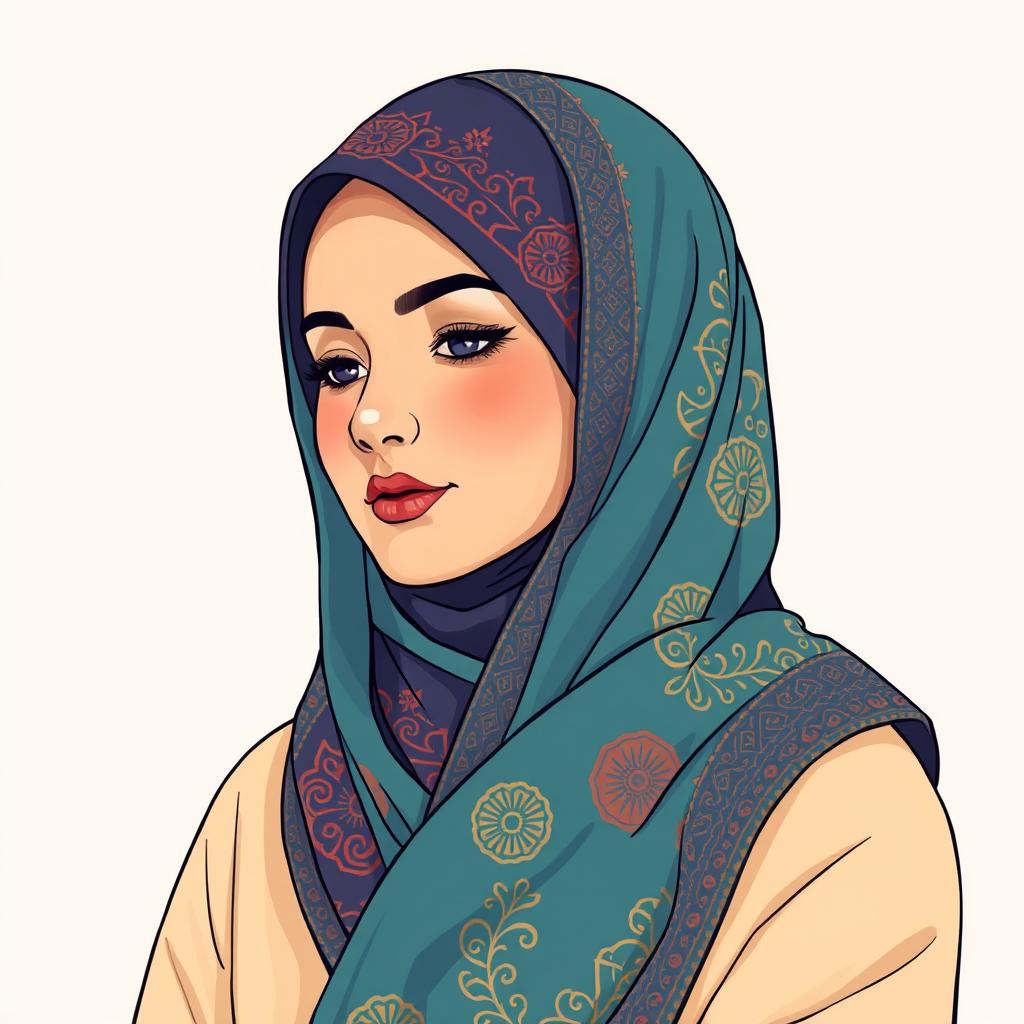 A beautiful and respectful illustration of a woman wearing a hijab