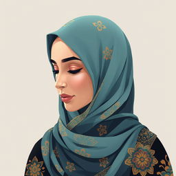 A beautiful and respectful illustration of a woman wearing a hijab