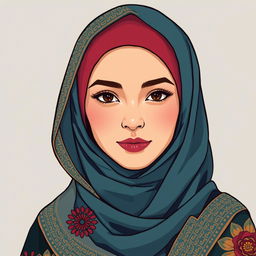 A beautiful and respectful illustration of a woman wearing a hijab