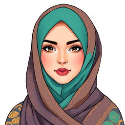 A beautiful and respectful illustration of a woman wearing a hijab