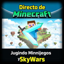 Generate a YouTube thumbnail featuring a Minecraft character in the center, holding a diamond sword in a dynamic battle pose