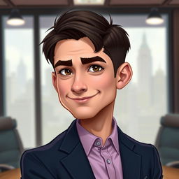 Create a Dungeons and Dragons caricature based on a young adult man in a professional setting