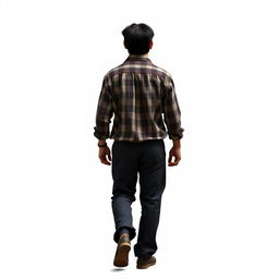 A 20-year-old man, a landowner foreman from Peru, viewed from the back