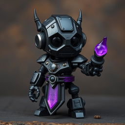 A cute, small, and funny-looking fantasy robot made from ancient arcane technology (hextech) and adamantium