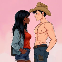 Create an artificial illustration of a young couple