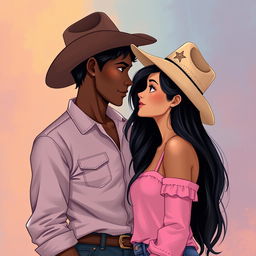 Create an artificial illustration of a young couple for a book cover