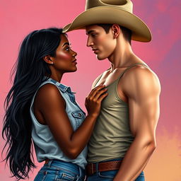 Create an image of a young couple for a book cover