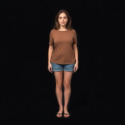 Generate an image of a full-length woman standing facing the camera