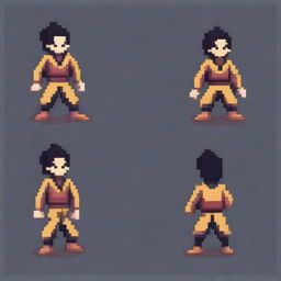 Create a pixel art sprite of a Japanese man running scared in the style of a platformer game