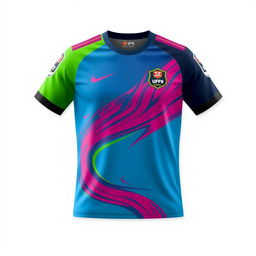 A high-quality image of a futsal jersey, featuring a sleek and modern design