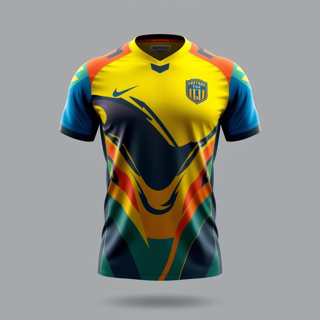 A high-quality image of a futsal jersey, featuring a sleek and modern design