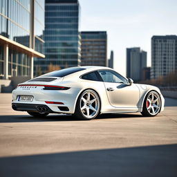 A white Porsche 911 992 with white Rotiform aerodisc wheels, captured in a high-resolution image