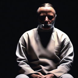 A chilling and intense portrait of Hannibal Lecter, capturing his menacing presence