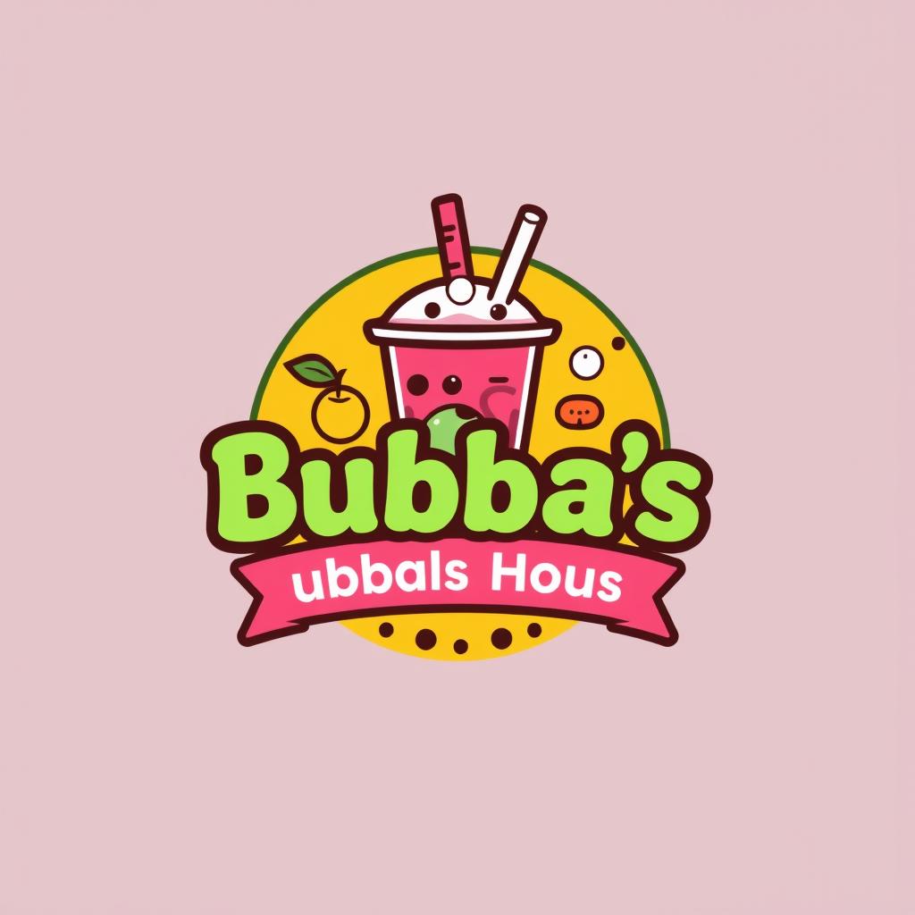 Create a logo for a café specialized in bubble tea called 'Bubba's House'