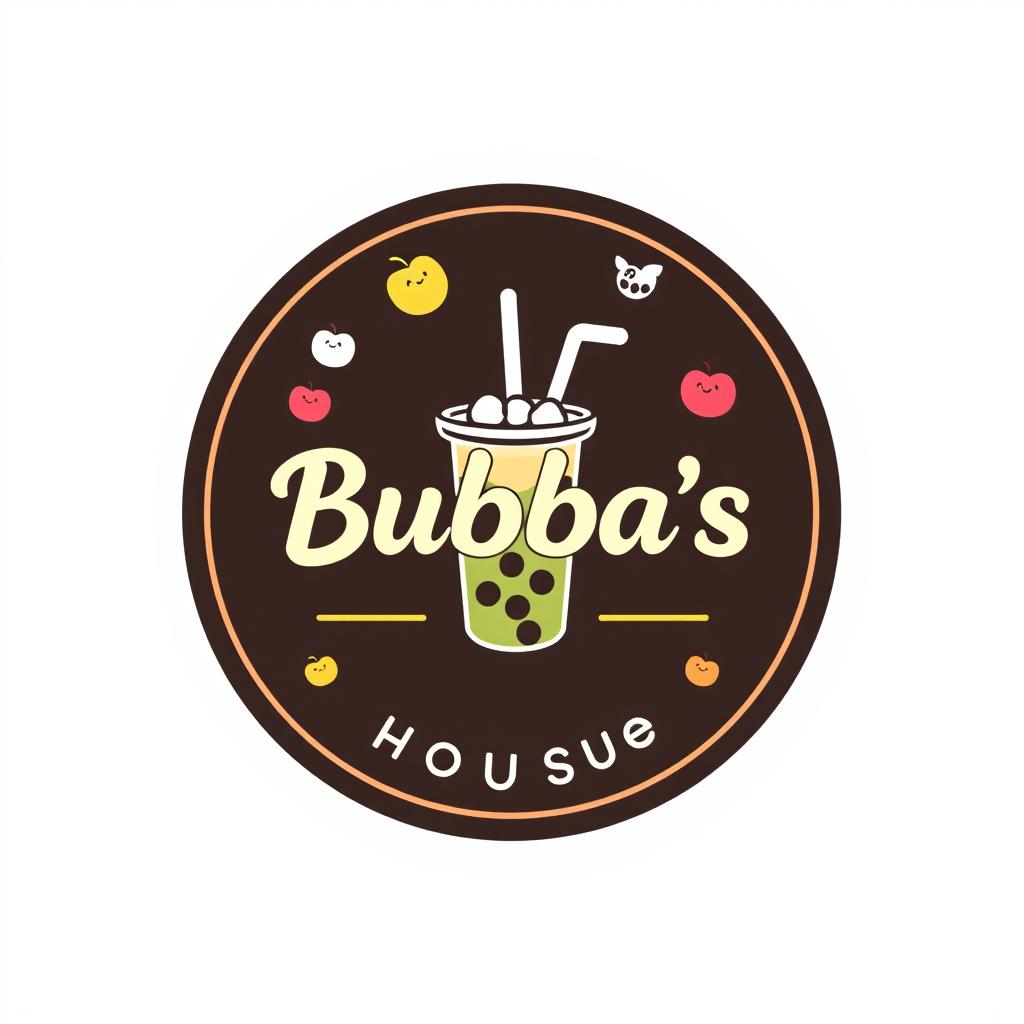 Create a logo for a café specialized in bubble tea called 'Bubba's House'