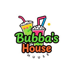 Create a logo for a café specialized in bubble tea called 'Bubba's House'