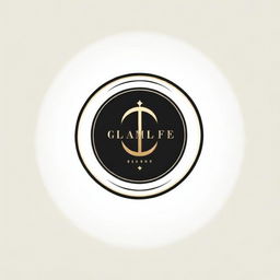 A luxurious and glamorous logo for 'GlamLife Club' with bold letters in gold and black colors. The design should include sleek lines and vintage elements.