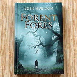 A captivating book cover featuring a mysterious forest with fog rolling through ancient trees